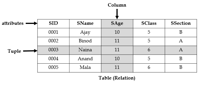 4 relational model table